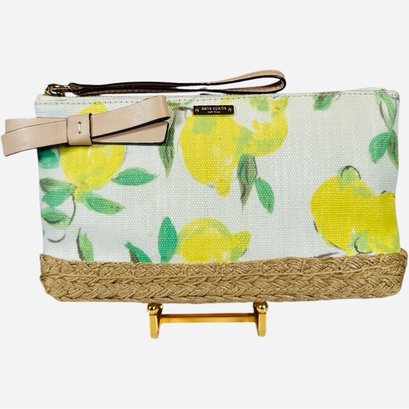 Kate Spade Capri Espadrille Painterly Lemon Maise Clutch EUC - Picture 11 of 11
